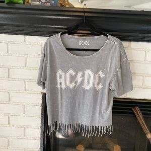 Acdc cropped distressed tee